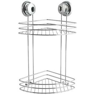 Etagère d'angle 2 niveaux ventouse chrome - MSV
