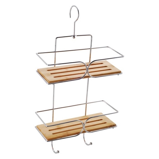 Serviteur de douche chromé et bambou - MSV