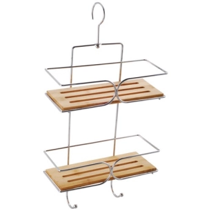 Serviteur de douche chromé et bambou - MSV