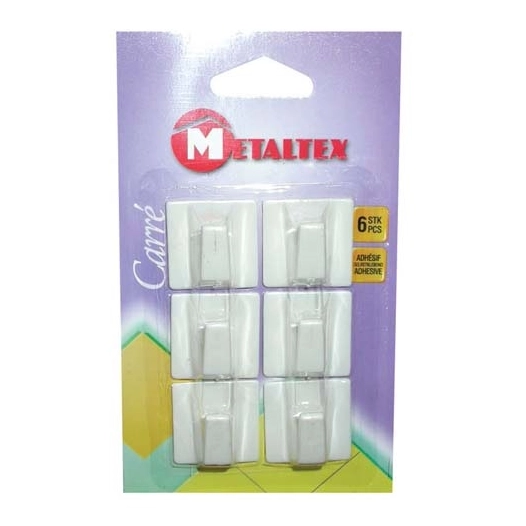 Crochet adh.carré 30x30mm x6 291000 - METALTEX