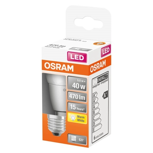 Led sphérique dépolie + radiateur 5w e27 chaud boite 1 - OSRAM