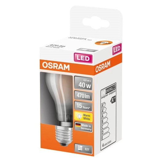 Led standard verre depoli 4w e27 chaud bte 1 - OSRAM