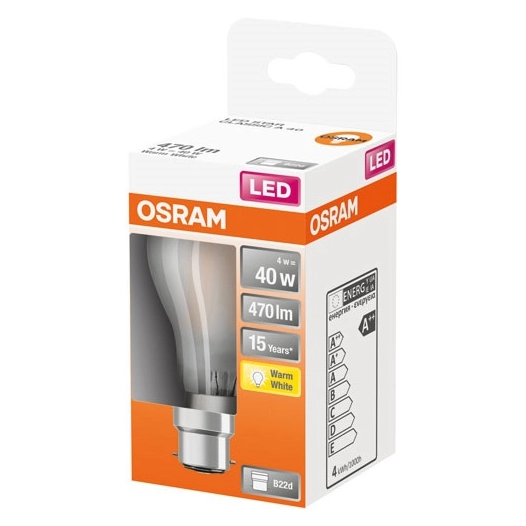 Led standard verre dépoli 4w b22 chaud bte 1 - OSRAM
