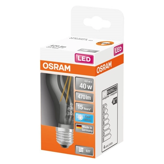 Led standard clair filament 4w e27 froid bte 1 - OSRAM