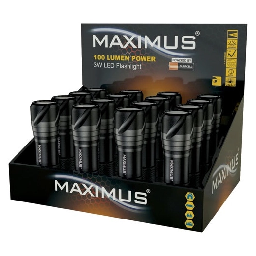 Lampe torche maximus 100lm 3w presentoir comptoir de 16 - MAXIMUS