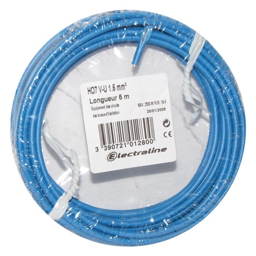 Câble H07VU 1x2.5 10m bleu couronne - ELECTRALINE