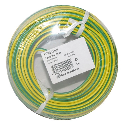 Câble h07vu 1x1.5 10m v/jaune couronne 60101015c - ELECTRALINE