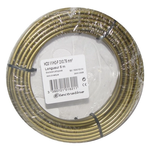 Câble h03vvh2f 2x0.75 10m v/or couronne 60113025n - ELECTRALINE