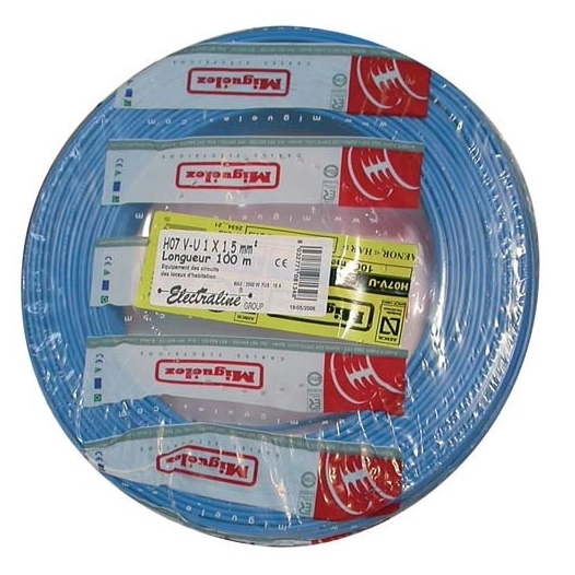 Câble H07VU 1.5mm² 100m bleu - ELECTRALINE