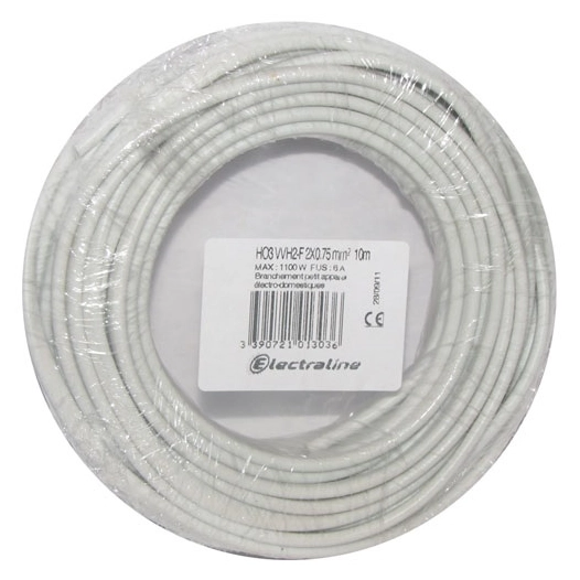 Câble H03VVH2F 2x0.75 10m blanc couronne - ELECTRALINE