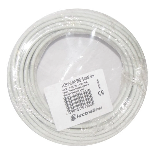 Câble H03VVH2F 2x0.75 05m blanc couronne - ELECTRALINE