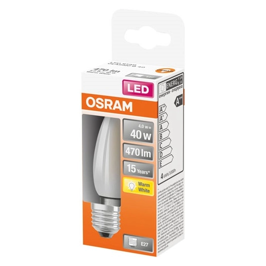 Led flamme verre dépoli 4w e27 chaud bte 1 - OSRAM