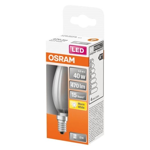 Led flamme verre dépoli 4w e14 chaud bte 1 - OSRAM