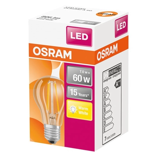 Ampoule led standard claire filament 7w60 e27 chaud - OSRAM