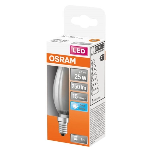 Led filament flamme dépoli dimmable 2.5W E14 froid boite 1 - OSRAM