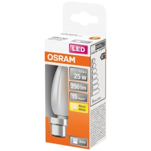 LED flamme verre dépoli 2.5W B22 chaud boite 1 - OSRAM