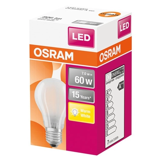 Amp.led std v. dépoli 7w60 e27 chaud - OSRAM