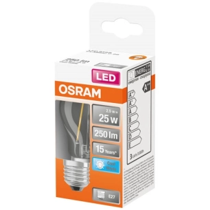 Led sphérique clair filament 2.5w e27 froid boite 1 - OSRAM