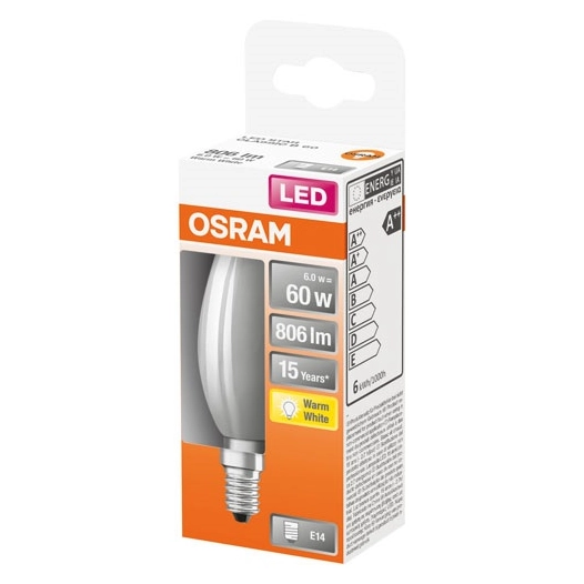 Led flamme verre dépoli 6.5w e14 chaud bte 1 - OSRAM