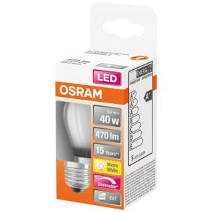 Led sphérique verre dépoli variable 5w e27 chaud bte 1 - OSRAM