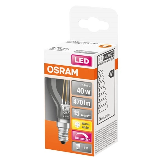 Led sphérique clair filament variable 4.5w e14 chaud bte 1 - OSRAM