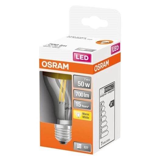 Led standard clair filament mirror or 7w e27 chaud boite de - OSRAM