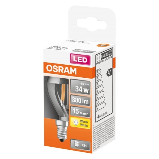 Led sphérique clair filament argentée 4w e14 chaud boite de - OSRAM