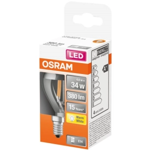 Led sphérique clair filament argentée 4w e14 chaud boite de - OSRAM