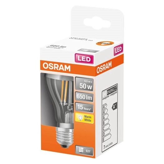 Led standard clair filament argentée 6.5w e27 chaud boite d - OSRAM