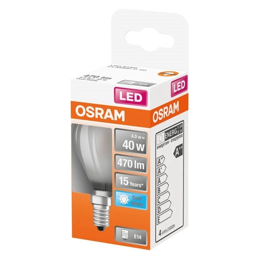 Led sphérique verre dépoli 4w e14 froid bte 1 - OSRAM