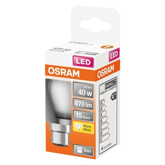 Led sphérique verre dépoli 4w b22 chaud bte 1 - OSRAM