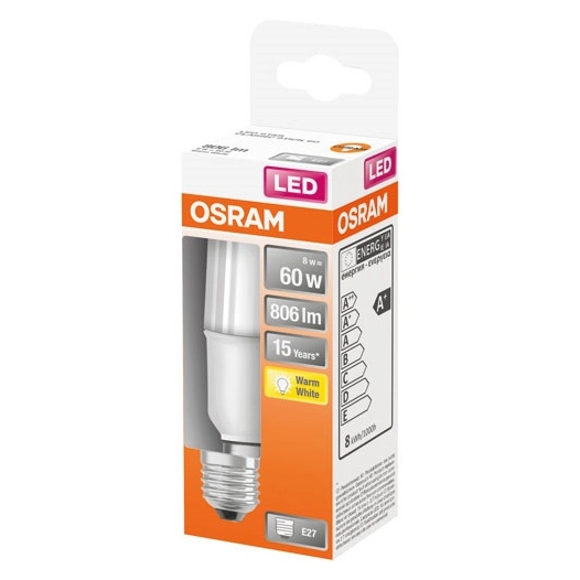 Led stick dépoli avec radiateur 8w e27 chaud boite 1 - OSRAM