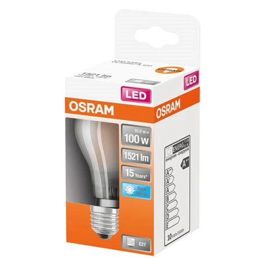 Ampoule Led verre dépoli 10w E27 1521 lm 4000 K froid - OSRAM