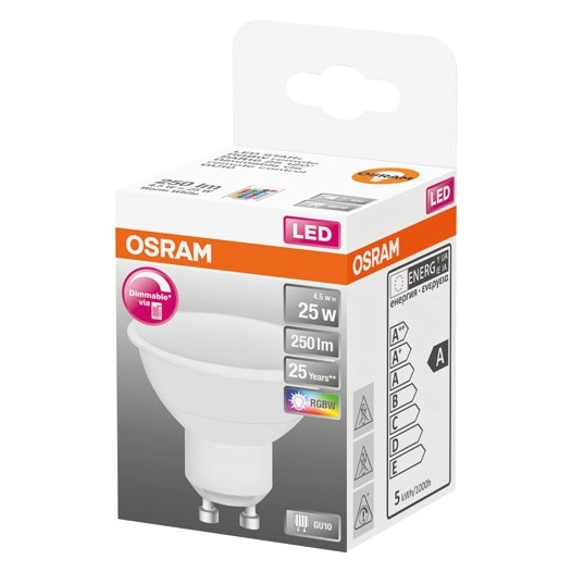 Spot LED RGBW variable+télécommande 4.5W GU10 chaud bte 1 - OSRAM