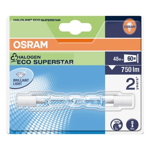 Tube r7s halogène 75mm 48W bl - OSRAM