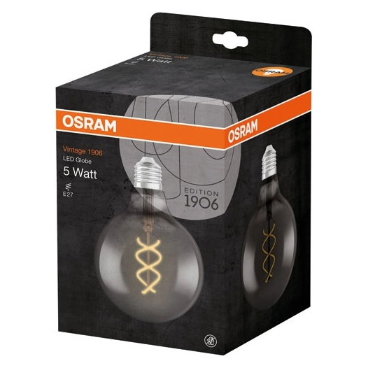 LED globe Ed.1906 125mm clair fil spiral smoke 5W15 E27 - OSRAM