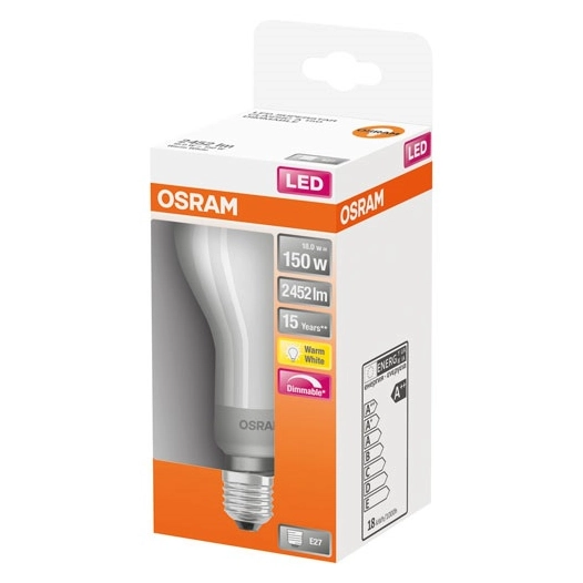 Led standard verre dépoli variable 18w e27 chaud boite 1 - OSRAM