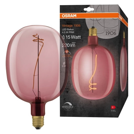 1906 ballon clair fil rose 4.5w e27 chaud - OSRAM