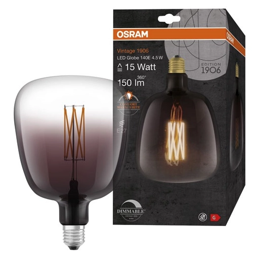 1906 globe 140mm clair fil var smoke 4.5w e27 chaud - OSRAM