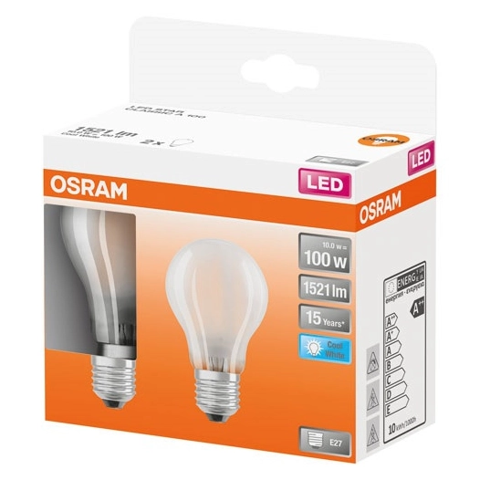 Led std full glass 10W E27 blanc froid boite 2 - OSRAM