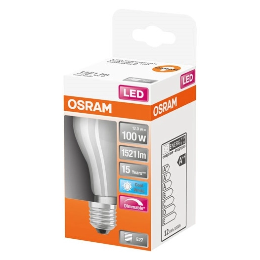 Led standard verre dépoli variable 12w e27 froid boite 1 - OSRAM