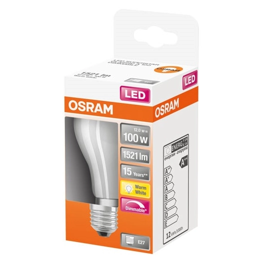 Led standard verre dépoli variable 12w e27 chaud boite 1 - OSRAM