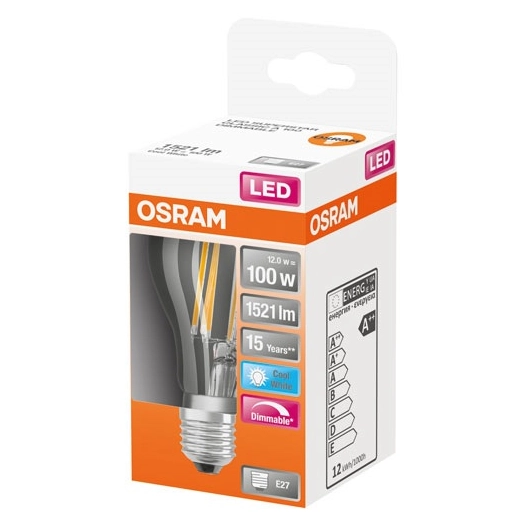 Led standard clair filament variable 12w e27 froid boite 1 - OSRAM
