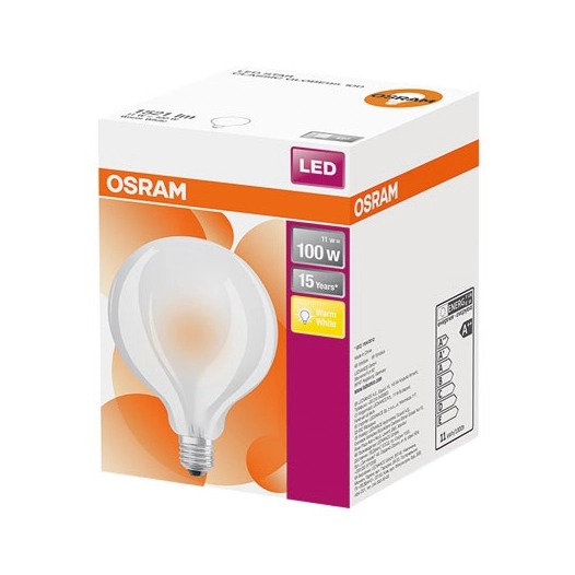 LED globe 95mm verre dépoli 11W 100W E27 806LM chaud - OSRAM