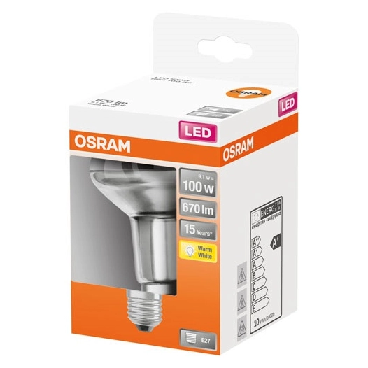Spot r80 led verre clair 9.1w e27 chaud bte 1 - OSRAM