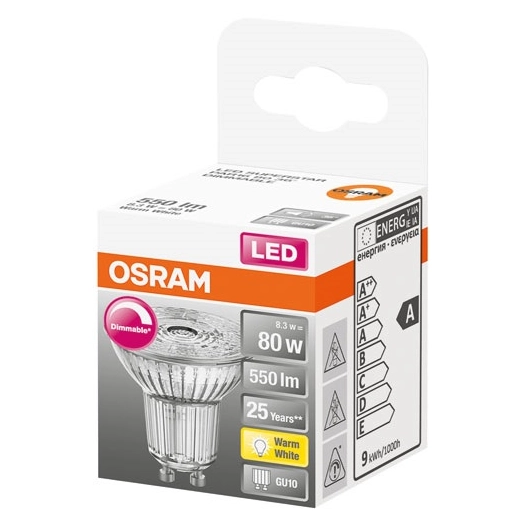 Spot par16 led 36 verre variable 8.3w gu10 chaud boite 1 - OSRAM
