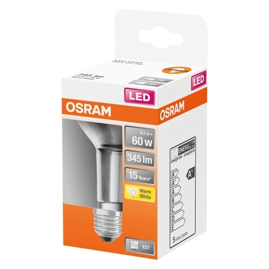 Spot r63 led verre clair 4.3w e27 chaud bte 1 - OSRAM