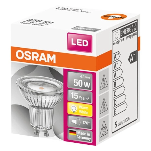 Spot par16 led 120 verre 4.3w gu10 chaud boite 1 - OSRAM