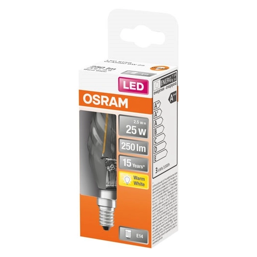 Led flamme torsadee clair filament 2.5w e14 chaud bte 1 - OSRAM