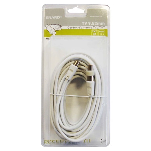CORDON TV 9,52mm - 3C2V - Mâle / Femelle - 10m + Adaptateur - ERARD